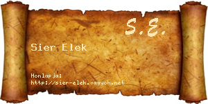 Sier Elek névjegykártya